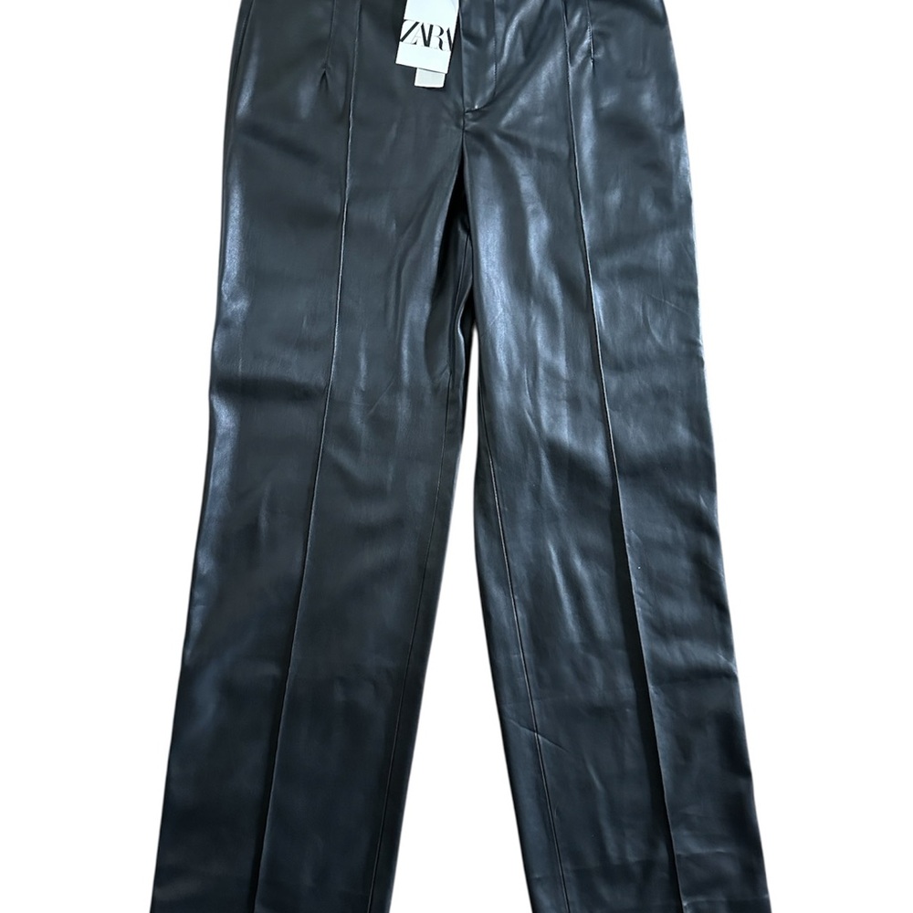 Zara High-Rise Faux Leather Pants Black Women’s Size Large